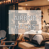 Vertical Pintereststyle image of container home with Airbnb rental setup Centered overlay text reads