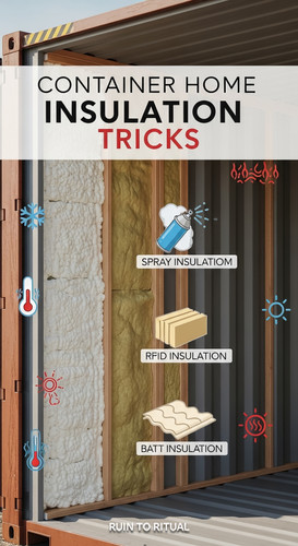 Vertical Pintereststyle image of container home insulation techniques spray foam panels blankets Cen.jpg