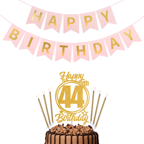 Happy Birthday 44th Candles Caketopper and Birthday Banner.png