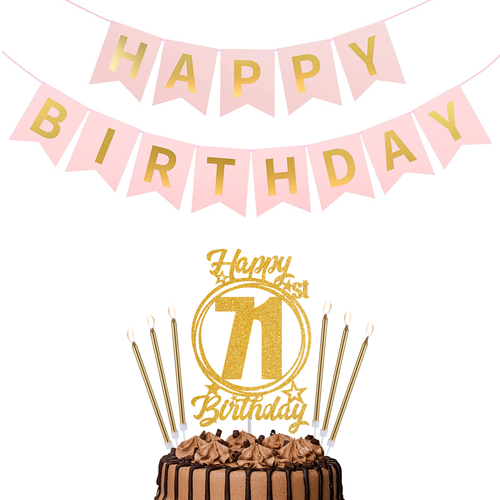 Happy Birthday 71st Candles Caketopper and Birthday Banner.png