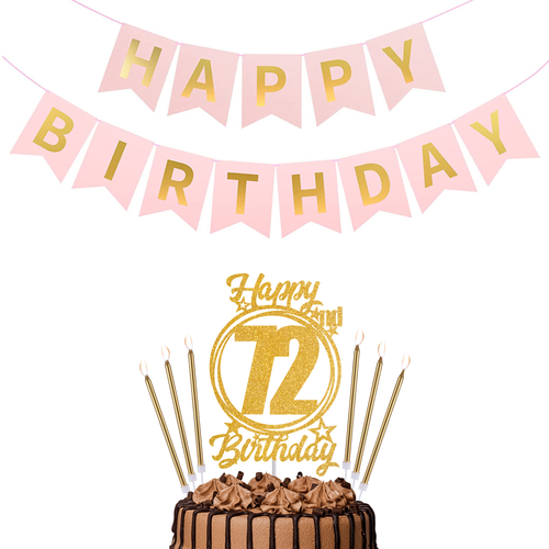 Happy Birthday 72nd Candles Caketopper and Birthday Banner.png