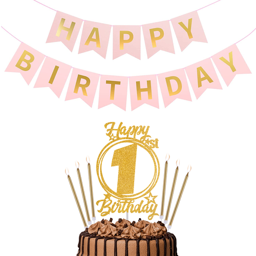 Happy Birthday 1st Candles Caketopper and Birthday Banner.png