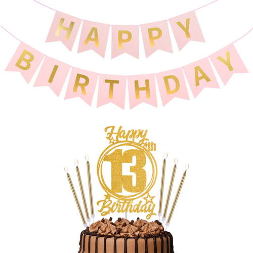Happy Birthday 13th Candles Caketopper and Birthday Banner.png
