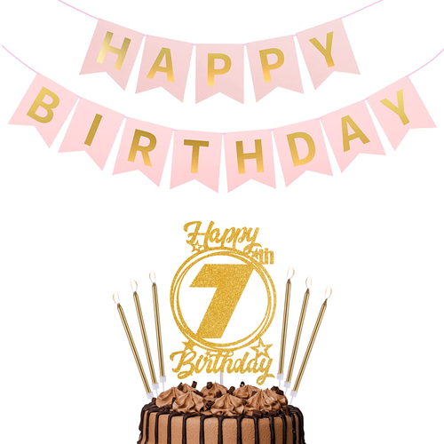 Happy Birthday 7th Candles Caketopper and Birthday Banner.png