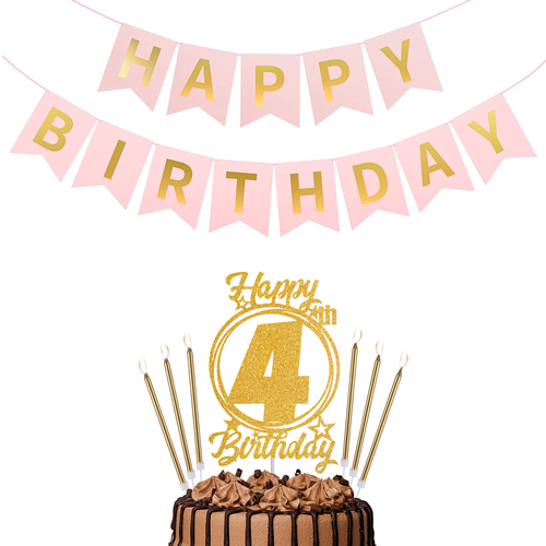 Happy Birthday 4th Candles Caketopper and Birthday Banner.png