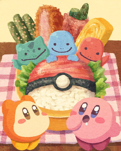  kirby bulbasaur squirtle charmander ditto and 1 more pokemon and 1 more drawn by miclot sample eb98.jpg