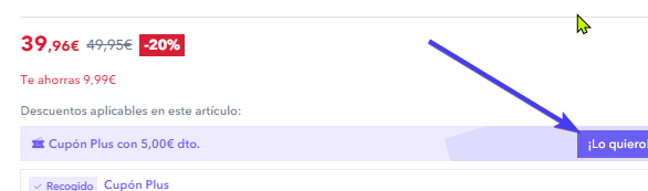 captura de pantalla de ayuda para conseguir la oferta temporal