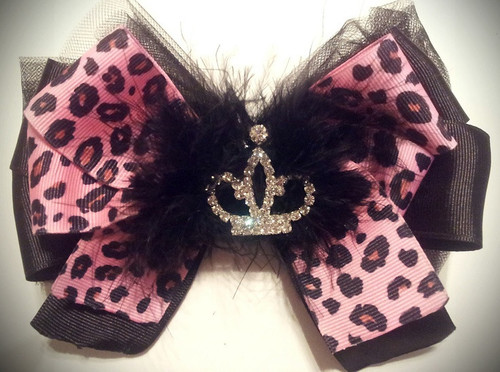 princess pink cheetah bow