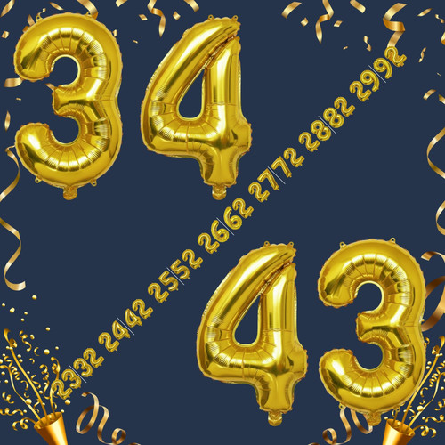 40 Inch Big Gold Large Number 34 43 Mylar Foil Balloon For Helium & Air Filled Premium Self Seal Bal.jpg
