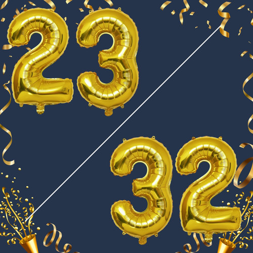 40 Inch Big Gold Large Number 23 32 Mylar Foil Balloon For Helium & Air Filled Premium Self Seal Bal.jpg