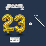 40 Inch Big Gold Large Number 23 Mylar Foil Balloon For Helium &amp; Air Filled Premium Self Seal Balloo