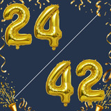 40 Inch Big Gold Large Number 24 42 Mylar Foil Balloon For Helium &amp; Air Filled Premium Self Seal Bal