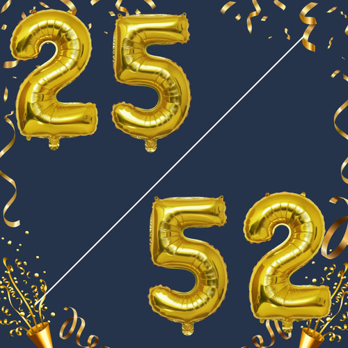 40 Inch Big Gold Large Number 25 52 Mylar Foil Balloon For Helium & Air Filled Premium Self Seal Bal.jpg
