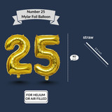 40 Inch Big Gold Large Number 25 Mylar Foil Balloon For Helium &amp; Air Filled Premium Self Seal Balloo