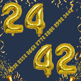 40 Inch Big Gold Large Number 24 42 Mylar Foil Balloon For Helium &amp; Air Filled Premium Self Seal Bal
