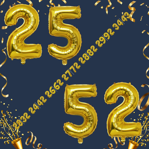40 Inch Big Gold Large Number 25 52 Mylar Foil Balloon For Helium & Air Filled Premium Self Seal Bal.jpg