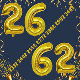 40 Inch Big Gold Large Number 26 62 Mylar Foil Balloon For Helium &amp; Air Filled Premium Self Seal Bal