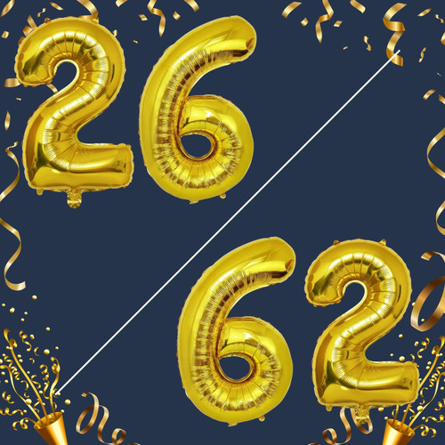 40 Inch Big Gold Large Number 26 62 Mylar Foil Balloon For Helium & Air Filled Premium Self Seal Bal.jpg