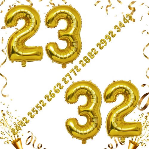 40 Inch Big Gold Large Number 23 32 Mylar Foil Balloon For Helium & Air Filled Premium Self Seal Bal.jpg