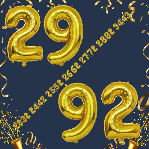 40 Inch Big Gold Large Number 29 92 Mylar Foil Balloon For Helium & Air Filled Premium Self Seal Bal.jpg