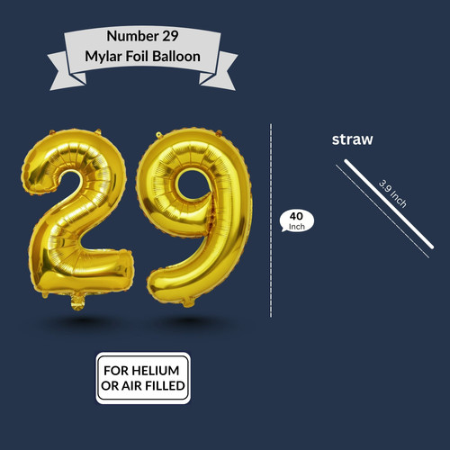 40 Inch Big Gold Large Number 29 Mylar Foil Balloon For Helium & Air Filled Premium Self Seal Balloo.jpg