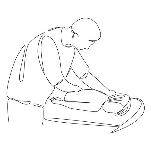 One continuous single drawing line art flat doodle isolated, osteopath, physical, therapy, rehabilit.jpg