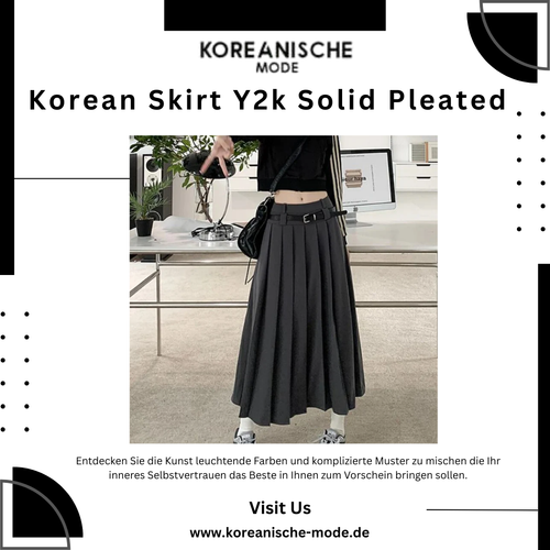 Koreanischer Rock Y2K, einfarbig, plissiert | Stylische Streetwear.png
