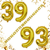 40 Inch Big Gold Large Number 39 93 Mylar Foil Balloon For Helium &amp; Air Filled Premium Self Seal Bal