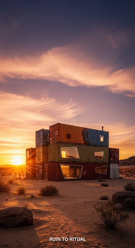 Modern container shed in desert cinematic sunset.jpg