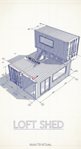Container shed blueprint with mezzanine text overlay Loft Shed.jpg