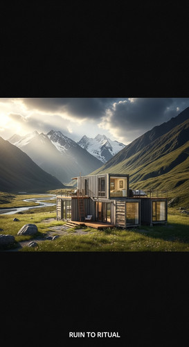 Beautiful container shed in mountain valley cinematic view.jpg