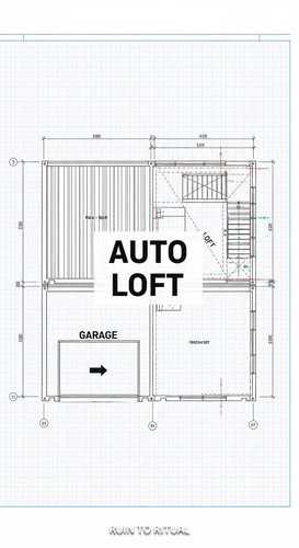 Container shed plan with garage and loft text overlay Auto Loft.jpg