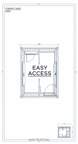 Vertical Pintereststyle image showing a container shed blueprint with dual entry doors and compact l.jpg