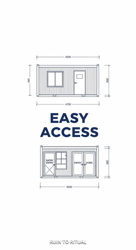 Vertical Pintereststyle image showing a container shed blueprint with dual entry doors and compact l.jpg