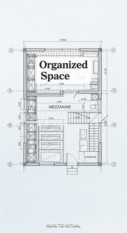Vertical Pintereststyle image showing a container shed blueprint with storage racks and mezzanine lo.jpg