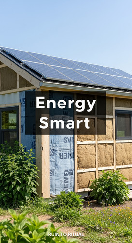 Vertical Pintereststyle image showing a container shed with solar panels and eco insulation Overlay .jpg