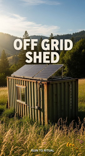 Container shed with solar panels text overlay Off Grid Shed.jpg