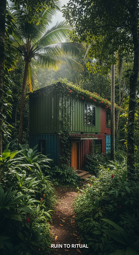 Beautiful container shed in tropical forest cinematic shot.jpg