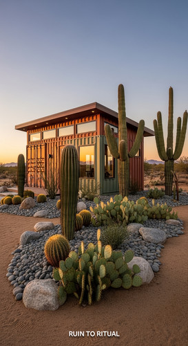 Modern container shed in desert with cactus landscaping.jpg