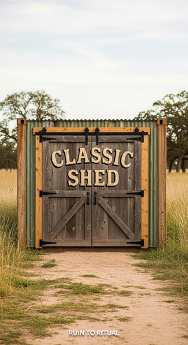 Container shed with barn doors text overlay Classic Shed.jpg