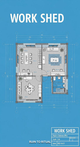 Container shed blueprint with office space text overlay Work Shed.jpg