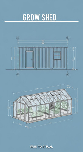 Container shed blueprint with greenhouse extension text overlay Grow Shed.jpg