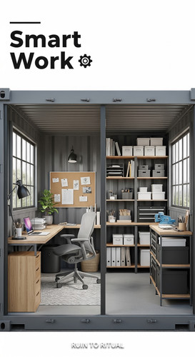 Vertical Pintereststyle image showing a container shed with compact office and storage layout Overla.jpg