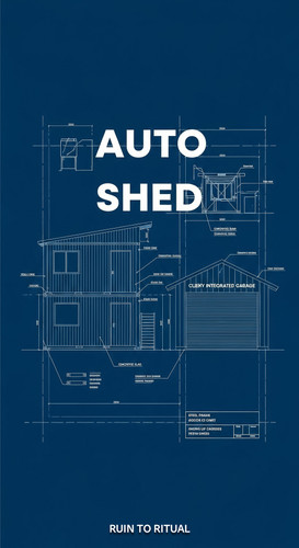 Vertical Pintereststyle image showing a container shed blueprint with garage extension Overlay text .jpg