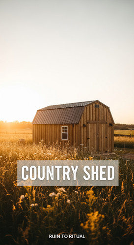 Vertical Pintereststyle image showing a rustic container shed with barnstyle roof and timber siding .jpg