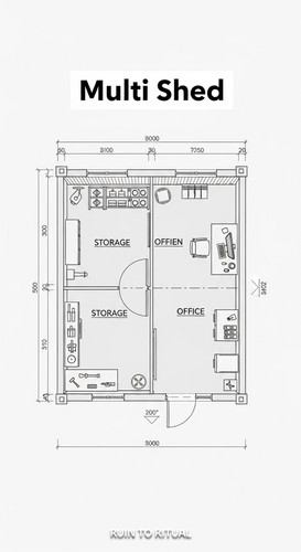 Vertical Pintereststyle image showing a container shed blueprint with dual function storage and offi.jpg