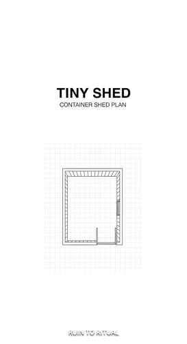 Minimalist container shed plan text overlay Tiny Shed.jpg
