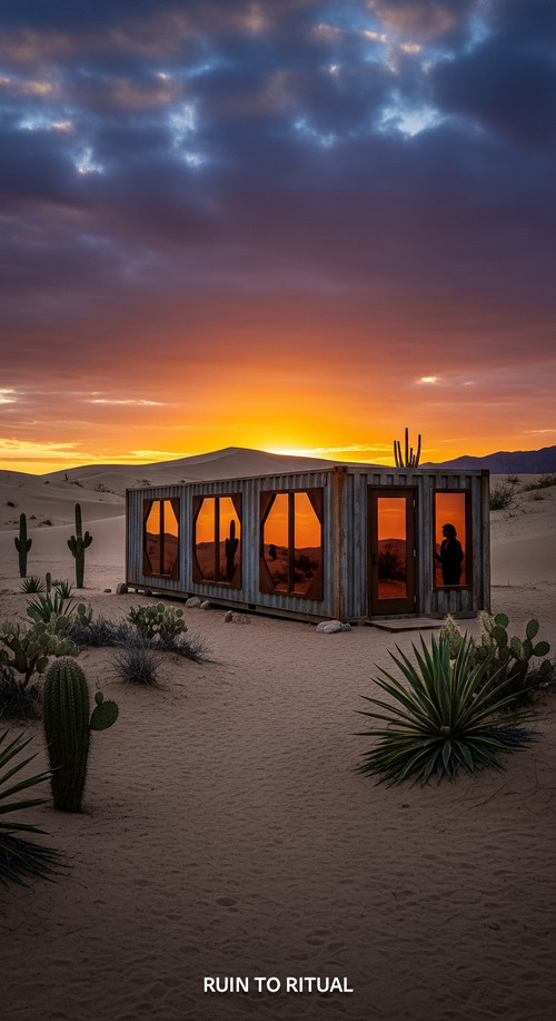 Beautiful container shed in desert landscape sunset view.jpg