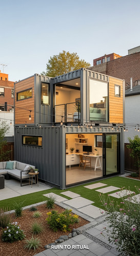 Modern container shed in urban backyard stylish design.jpg