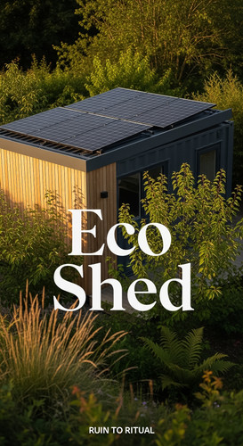 Vertical Pintereststyle image showing a modern container shed with rooftop solar panels and timber s.jpg